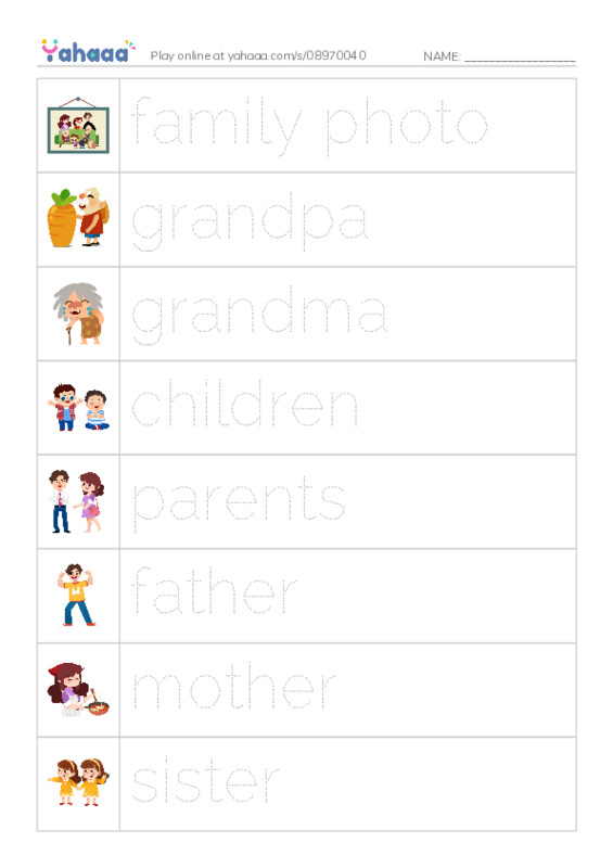 My Big Family PDF one column image words