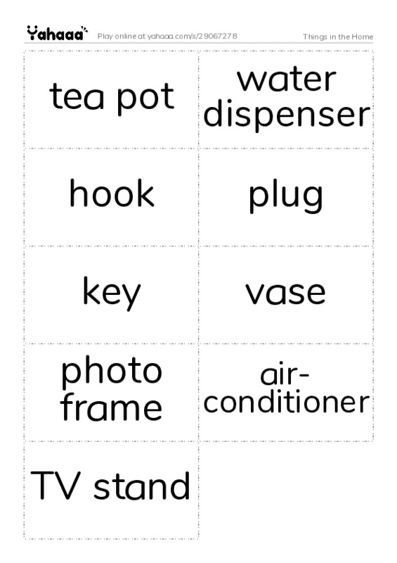 Things in the Home PDF two columns flashcards