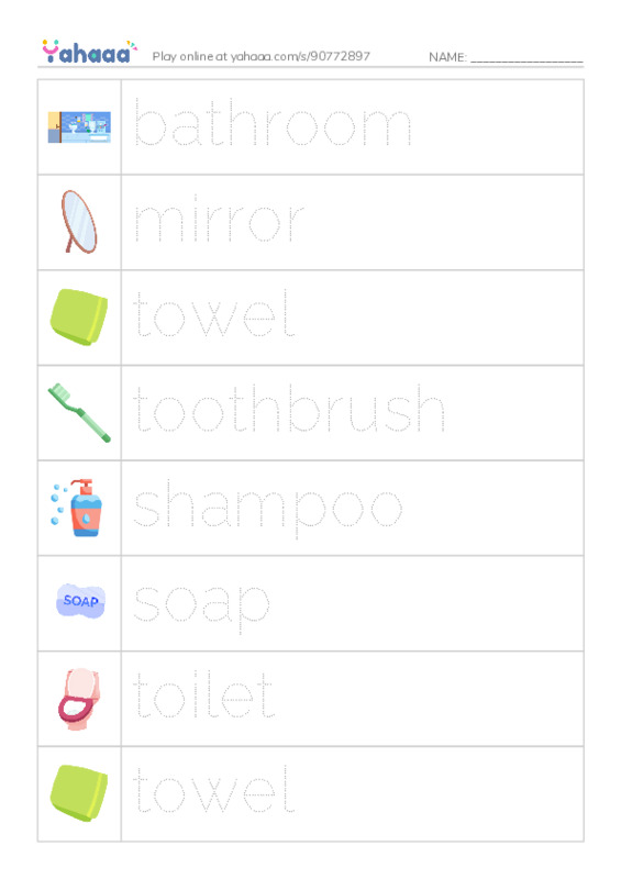 Bathroom PDF one column image words