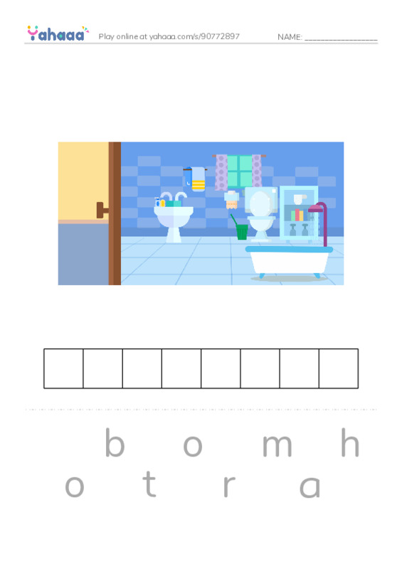 Bathroom PDF word puzzles worksheet