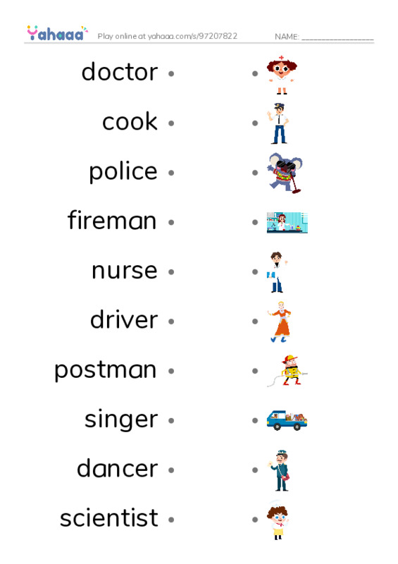 Jobs PDF link match words worksheet