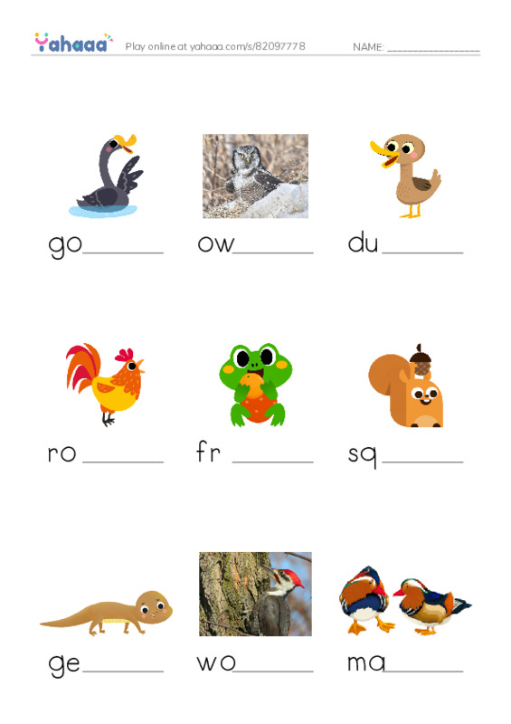 Animals in the Farm PDF worksheet to fill in words gaps