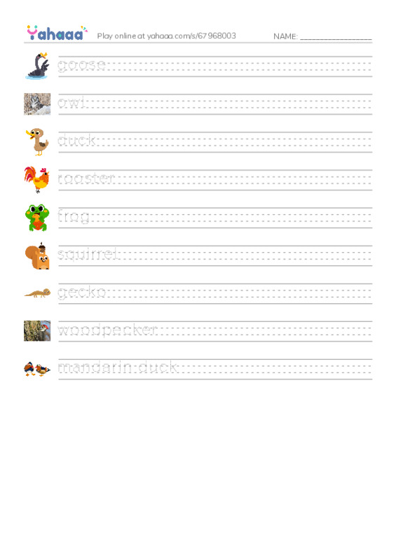 Animals in the Farm PDF write between the lines worksheet