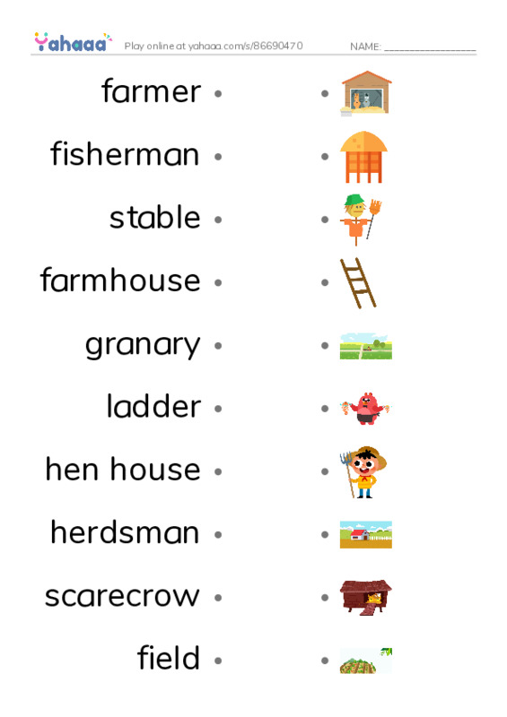 A Farmer's Daily PDF link match words worksheet