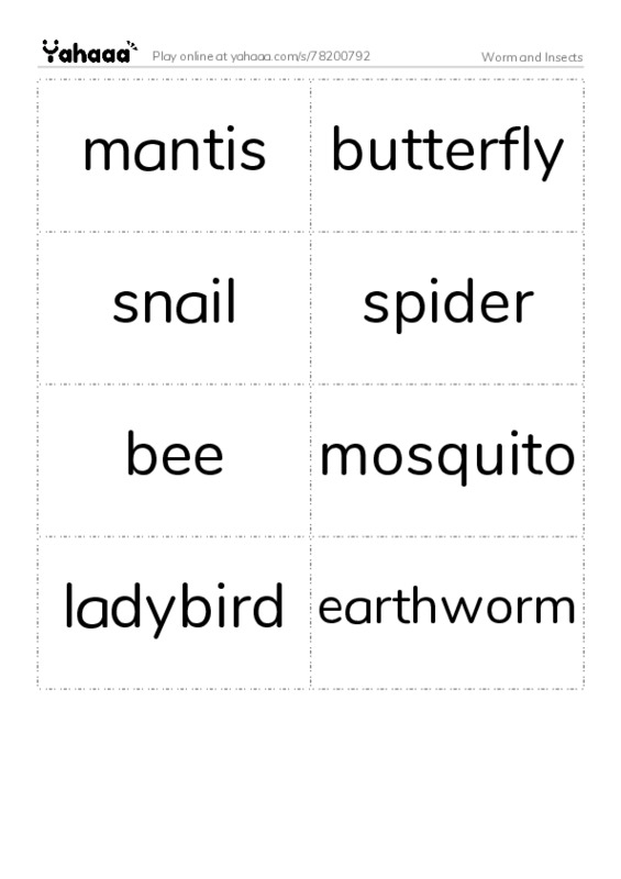 Worm and Insects PDF two columns flashcards