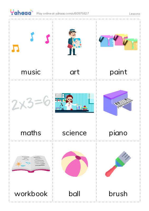 Lessons PDF flaschards with images