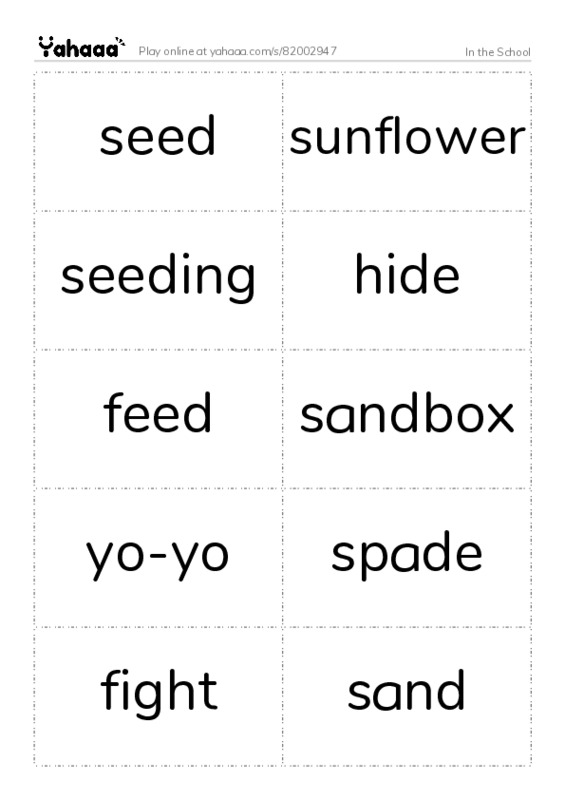 In the School PDF two columns flashcards