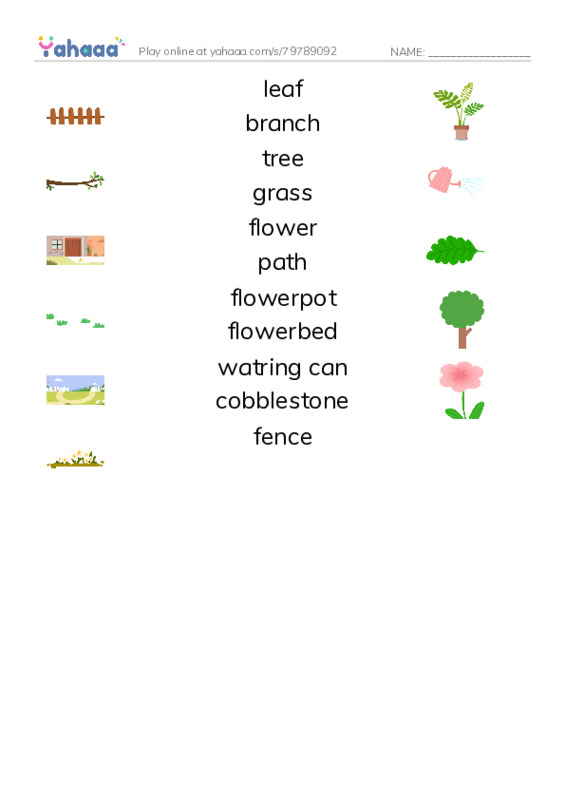 My Garden PDF three columns match words