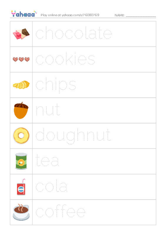 Snacks PDF one column image words