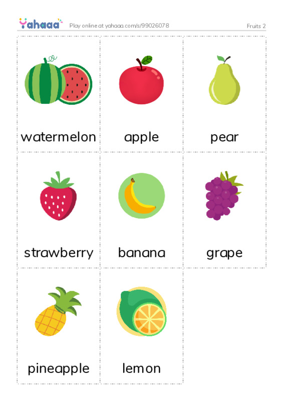 Fruits 2 PDF flaschards with images