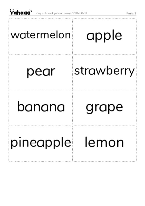 Fruits 2 PDF two columns flashcards