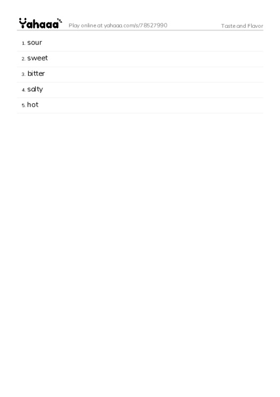 Taste and Flavor PDF words glossary
