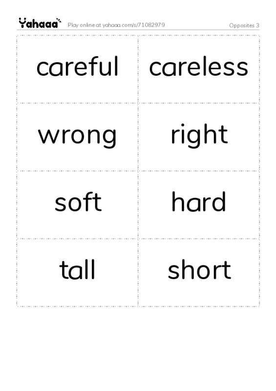 Opposites 3 PDF two columns flashcards