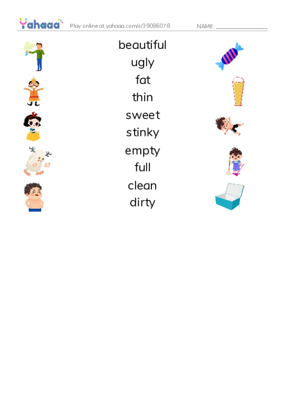 Opposites 4 PDF three columns match words