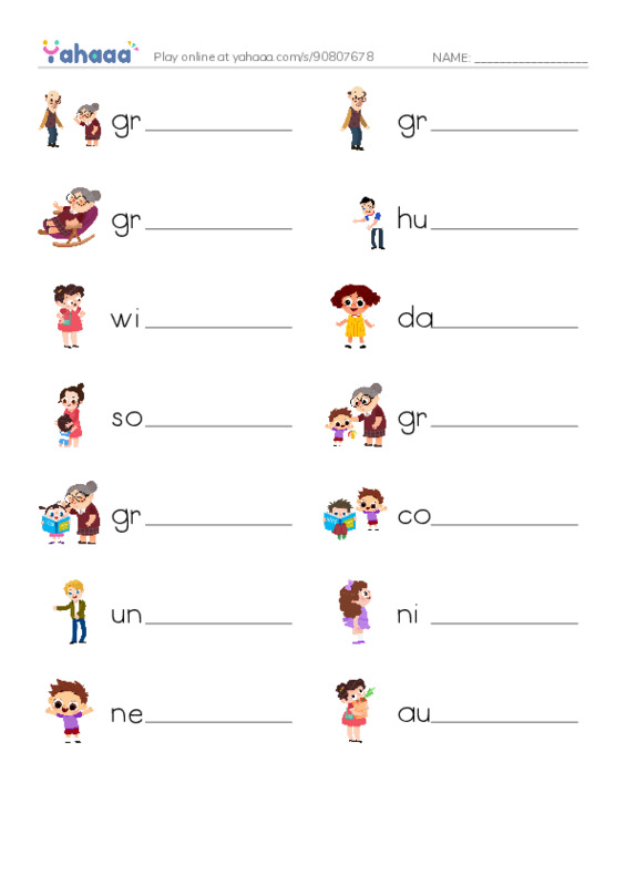 Relationships PDF worksheet writing row
