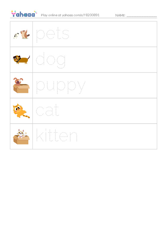 Pets PDF one column image words