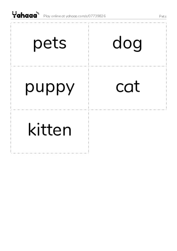 Pets PDF two columns flashcards