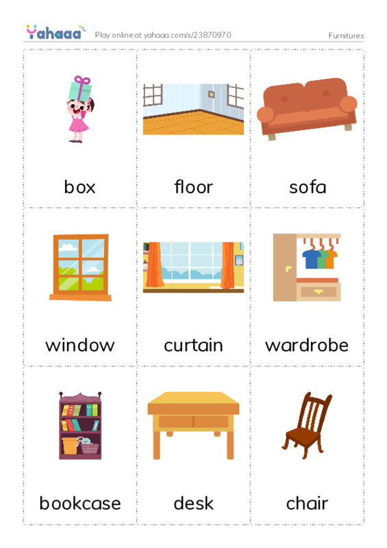 Furnitures PDF flaschards with images