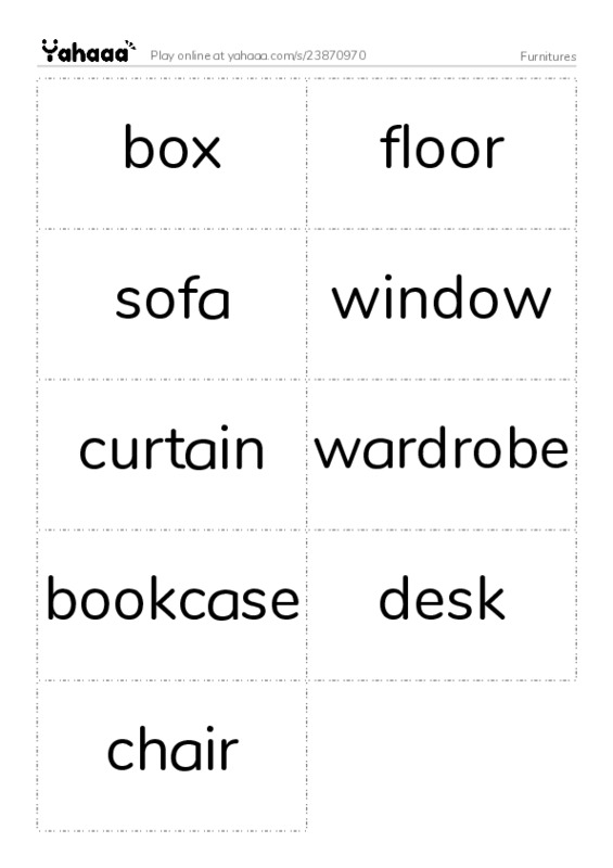 Furnitures PDF two columns flashcards