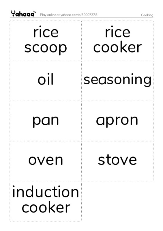 Cooking PDF two columns flashcards