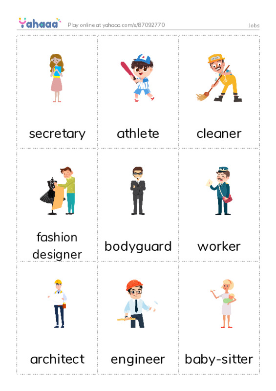 Jobs PDF flaschards with images