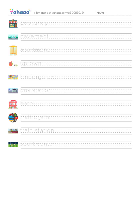 Places 2 PDF write between the lines worksheet