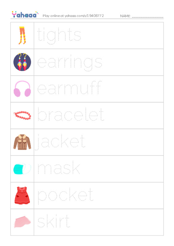 Clothes and Accessories 3 PDF one column image words
