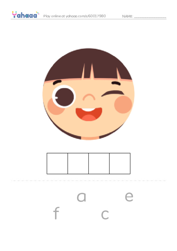 My Face PDF word puzzles worksheet