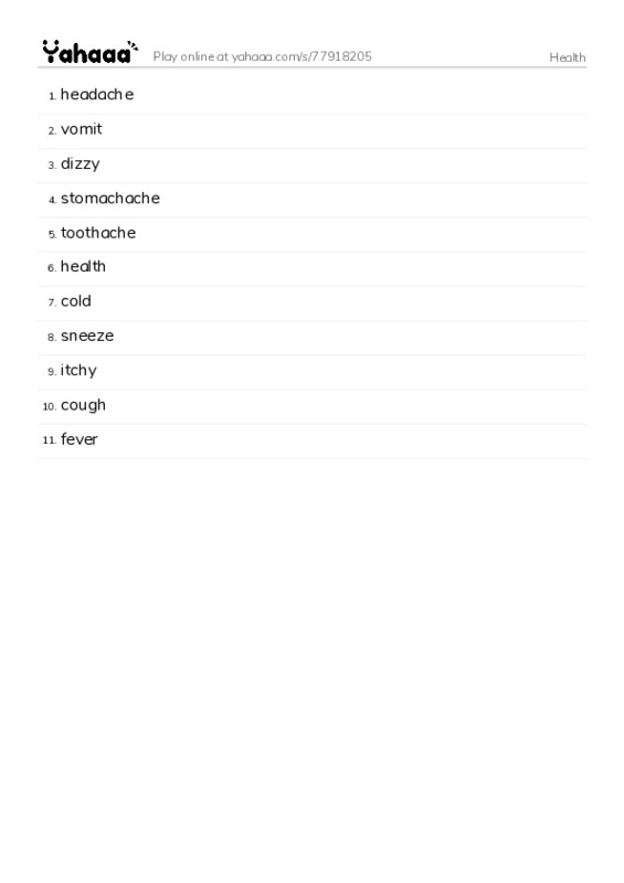 Health PDF words glossary
