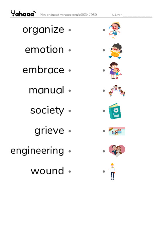 4A CET Unit 6: Reaching for Goals, week 2 PDF link match words worksheet