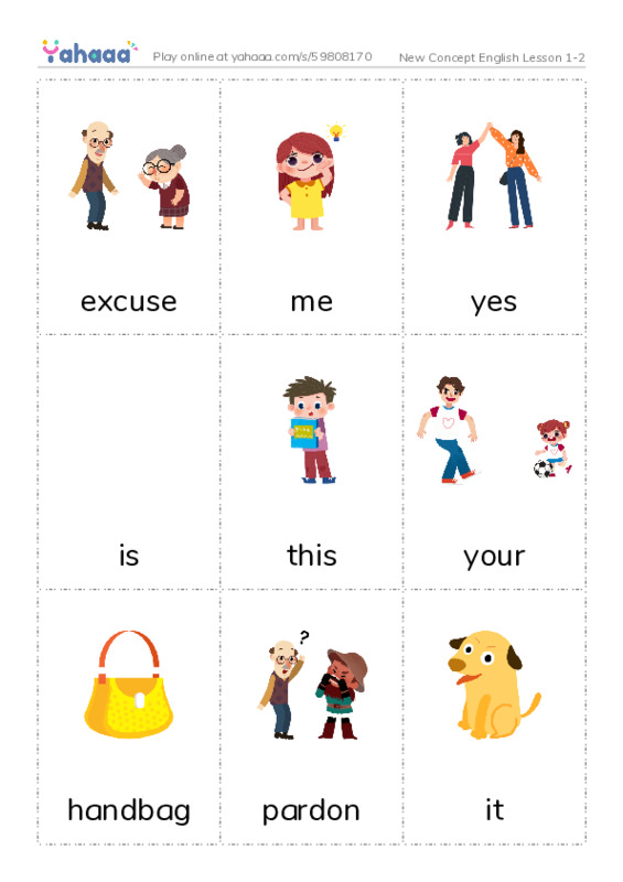 New Concept English Lesson 1-2 PDF flaschards with images