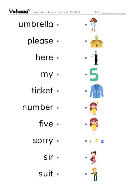 New Concept English Lesson 3-4 PDF link match words worksheet