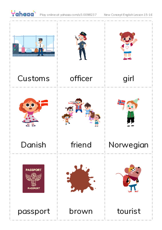 New Concept English Lesson 15-16 PDF flaschards with images