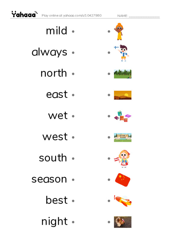 New Concept English Lesson 53-54 PDF link match words worksheet