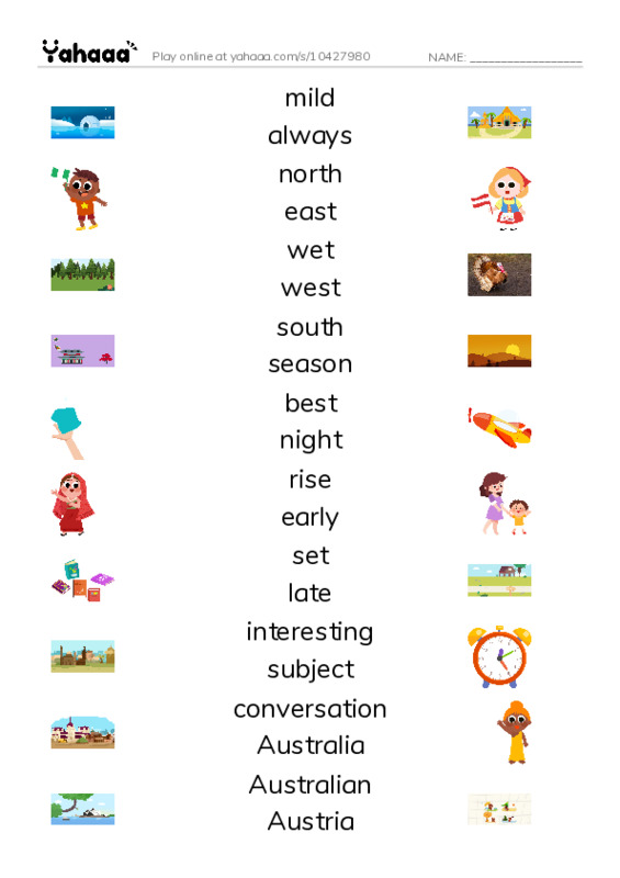 New Concept English Lesson 53-54 PDF three columns match words