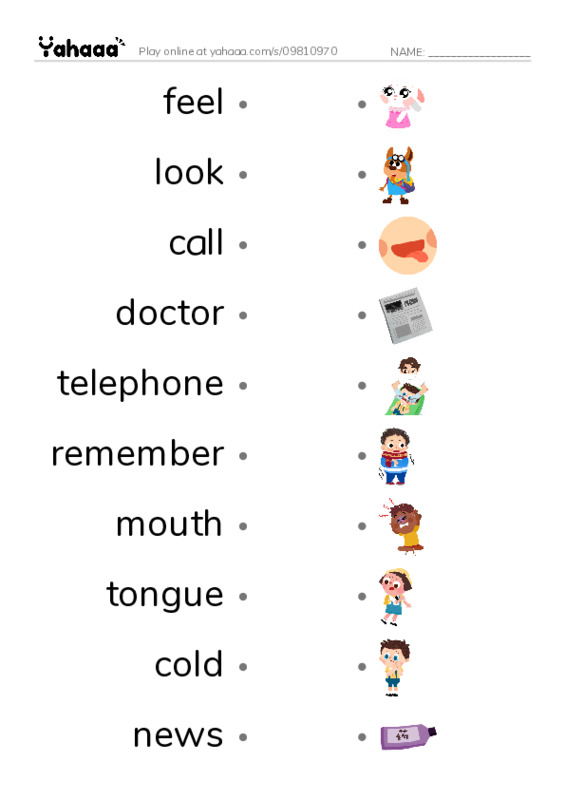 New Concept English Lesson 61-62 PDF link match words worksheet