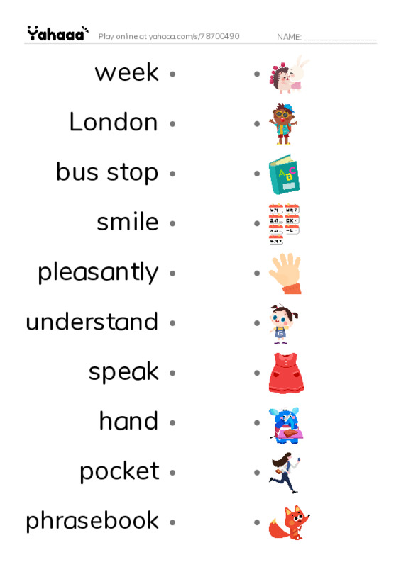 New Concept English Lesson 73-74 PDF link match words worksheet
