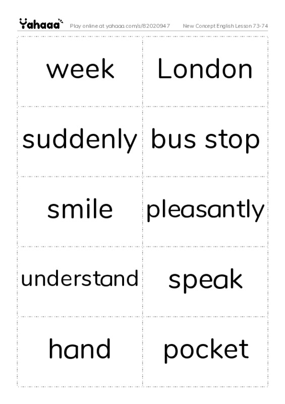 New Concept English Lesson 73-74 PDF two columns flashcards