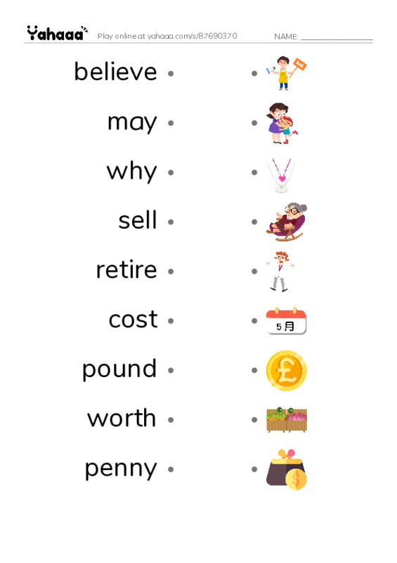 New Concept English Lesson 89-90 PDF link match words worksheet