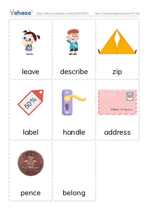 New Concept English Lesson 97-98 PDF flaschards with images