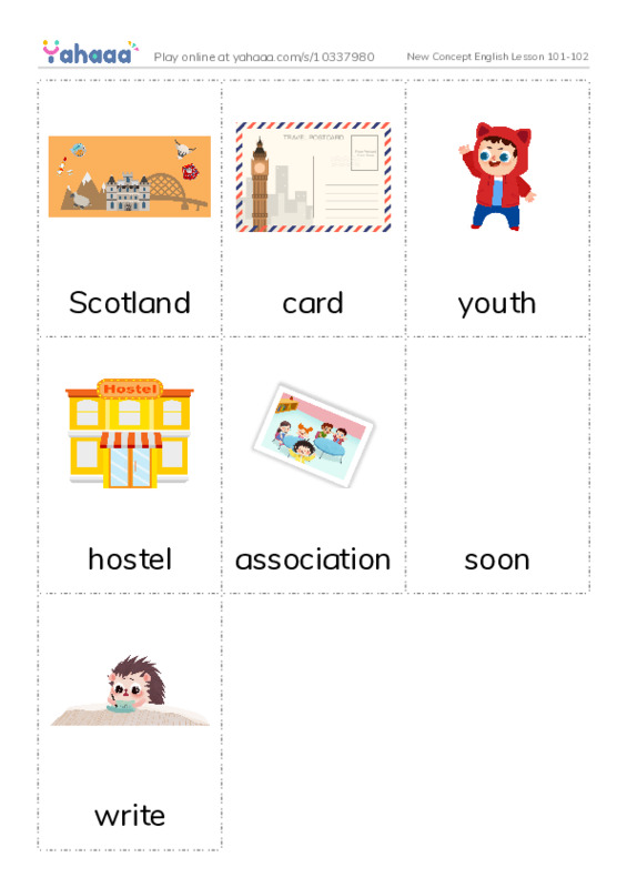 New Concept English Lesson 101-102 PDF flaschards with images
