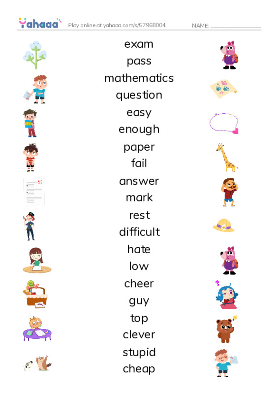 New Concept English Lesson 103-104 PDF three columns match words