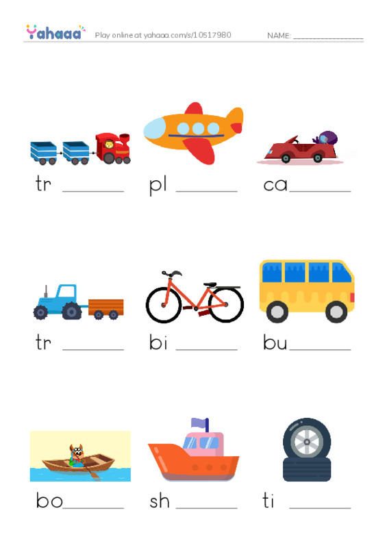 625 words to know in English: Transportation PDF worksheet to fill in words gaps