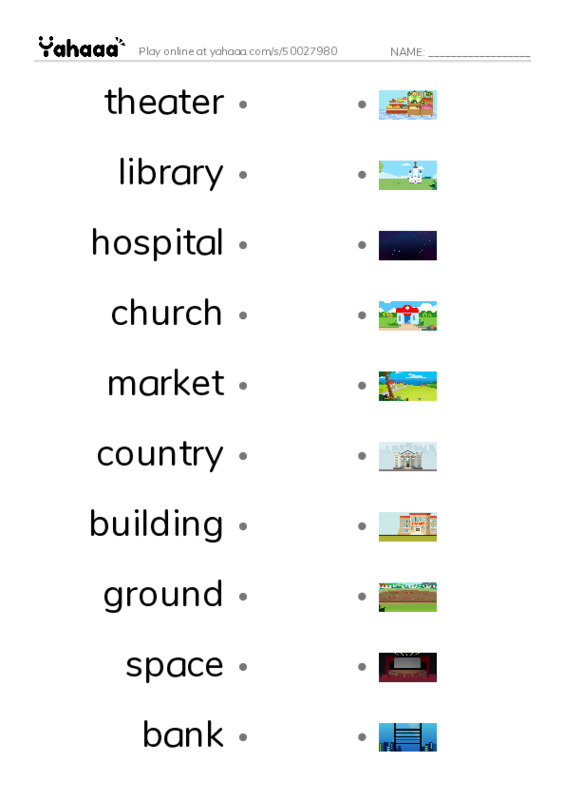 625 words to know in English: Location 3 PDF link match words worksheet