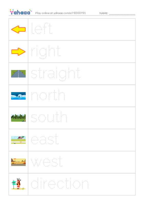 625 words to know in English: Directions 2 PDF one column image words