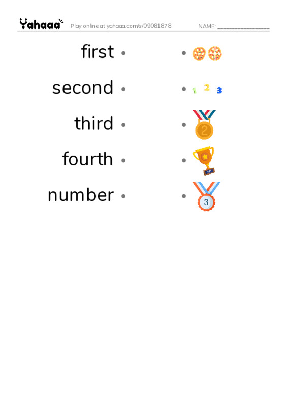 625 words to know in English: Numbers 5 PDF link match words worksheet