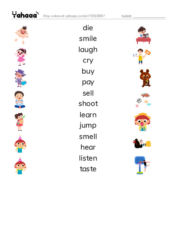 625 words to know in English: Verbs 2 PDF three columns match words