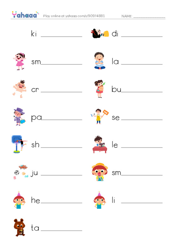 625 words to know in English: Verbs 2 PDF worksheet writing row