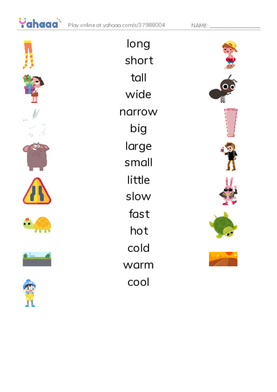 625 words to know in English: Adjectives 1 PDF three columns match words