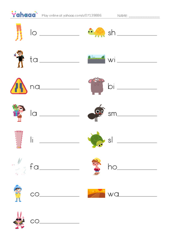 625 words to know in English: Adjectives 1 PDF worksheet writing row